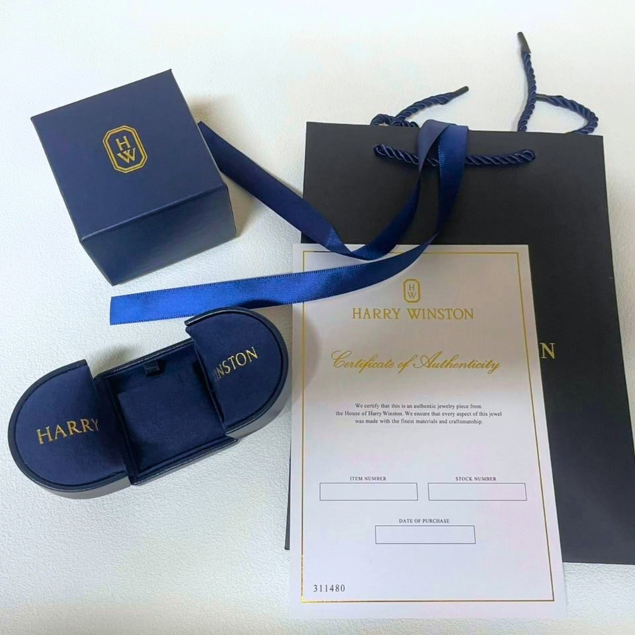 Harry Winston Pendant & Earrings Jewelry Case Set with Bag, Outer Box & Ribbon