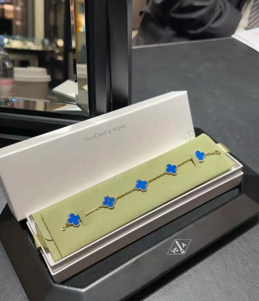 Four-Leaf Clover Chain Bracelet – 18K Gold-Plated (7 Colours)