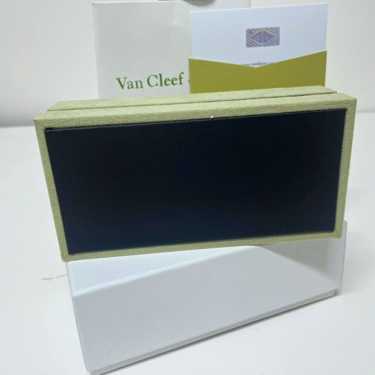 Van Cleef & Arpels VCA Green Suede Bracelet Jewelry Box | Empty Storage Case