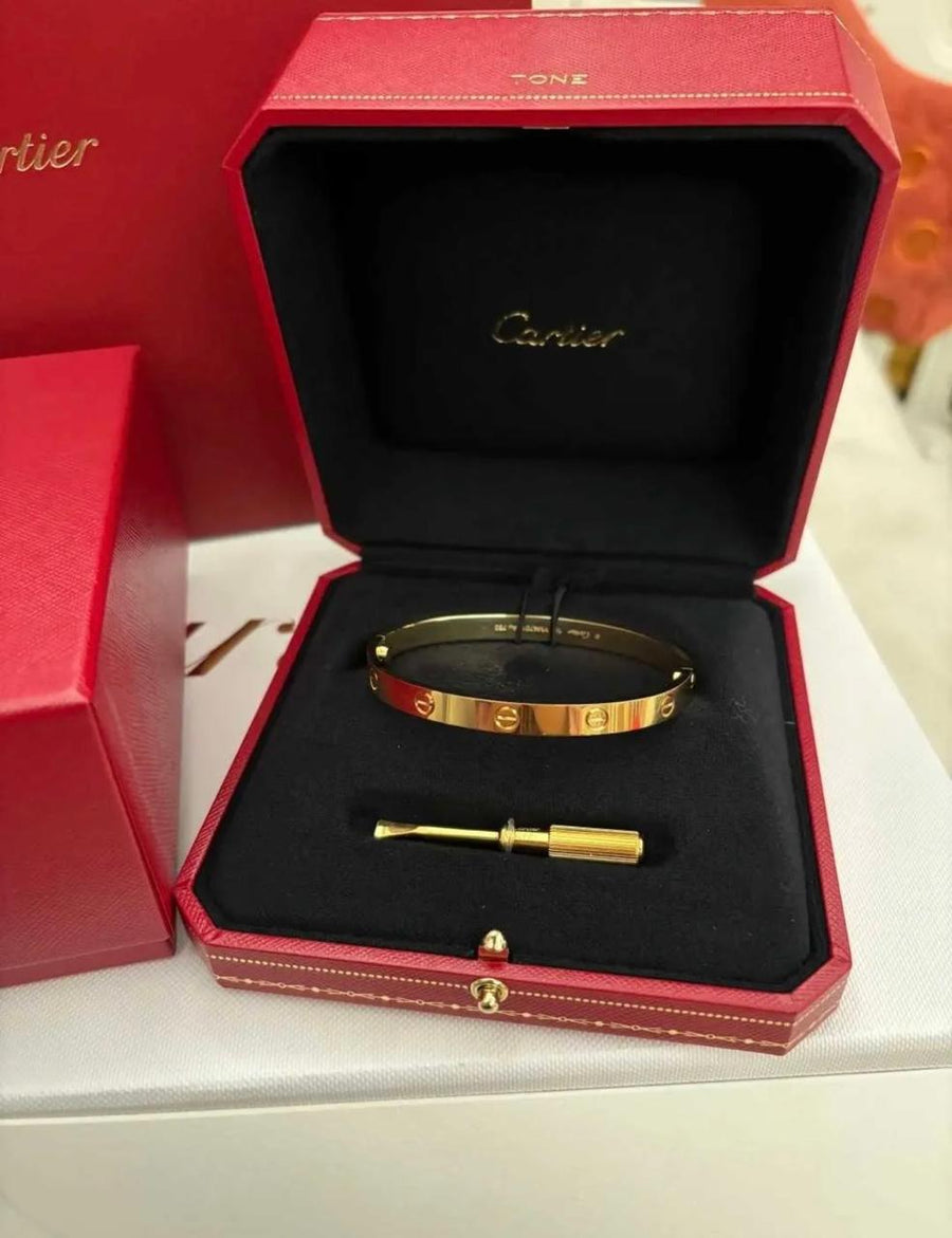 Screw-Motif Love Bangle Bracelet – 18K Gold-Plated (Rose Gold, Gold, Silver)